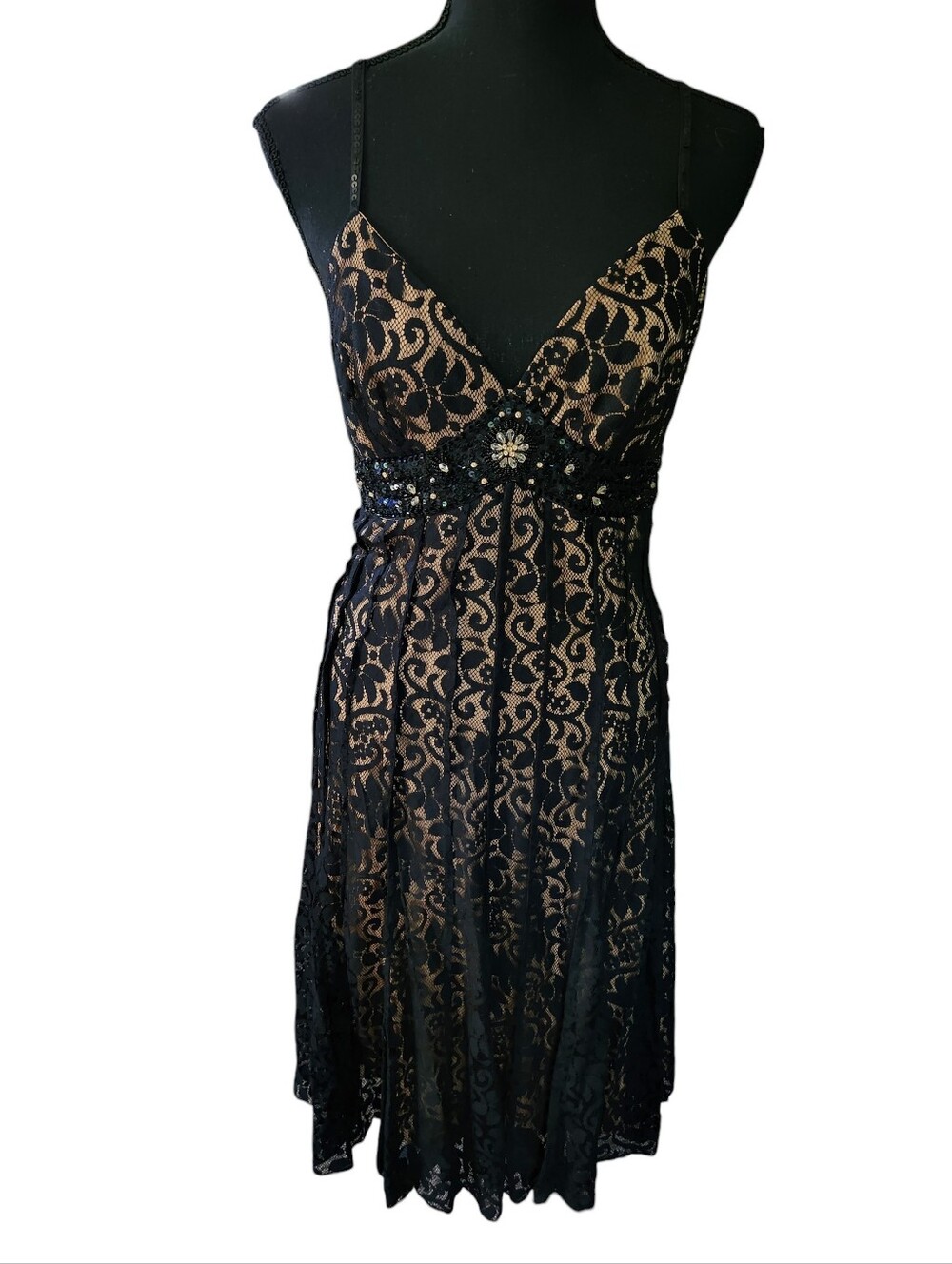 Y2K Mix It Lace Animal Print Beaded Mob Wife Mcbling Goth Dress Sz 10